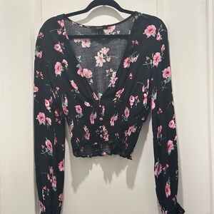 Floral Black and Pink Women's Top